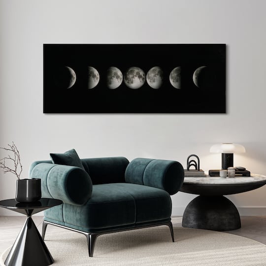 Empire Art Direct Vetro De Arte 63" x 24" Moon Frameless Free Floating Reverse Printed Tempered Glass Wall Art